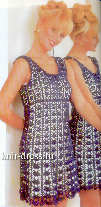 ажурное платье крючком со схемами