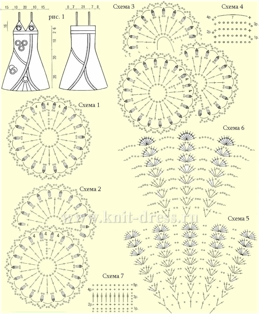 схемы вязания крючком отдельных элементов