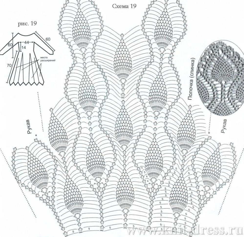 схема вязания узор Ананас платье